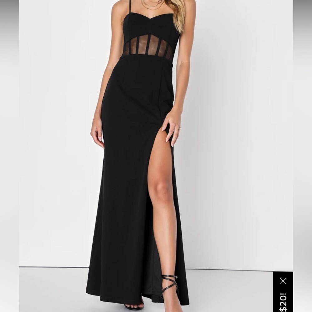 Lulus Mesh Corset Black Formal Dress M